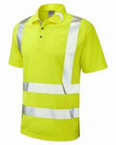 Leo Workwear P09-Y Broadsands Coolviz Ultra High Visibility Yellow Polo Shirt